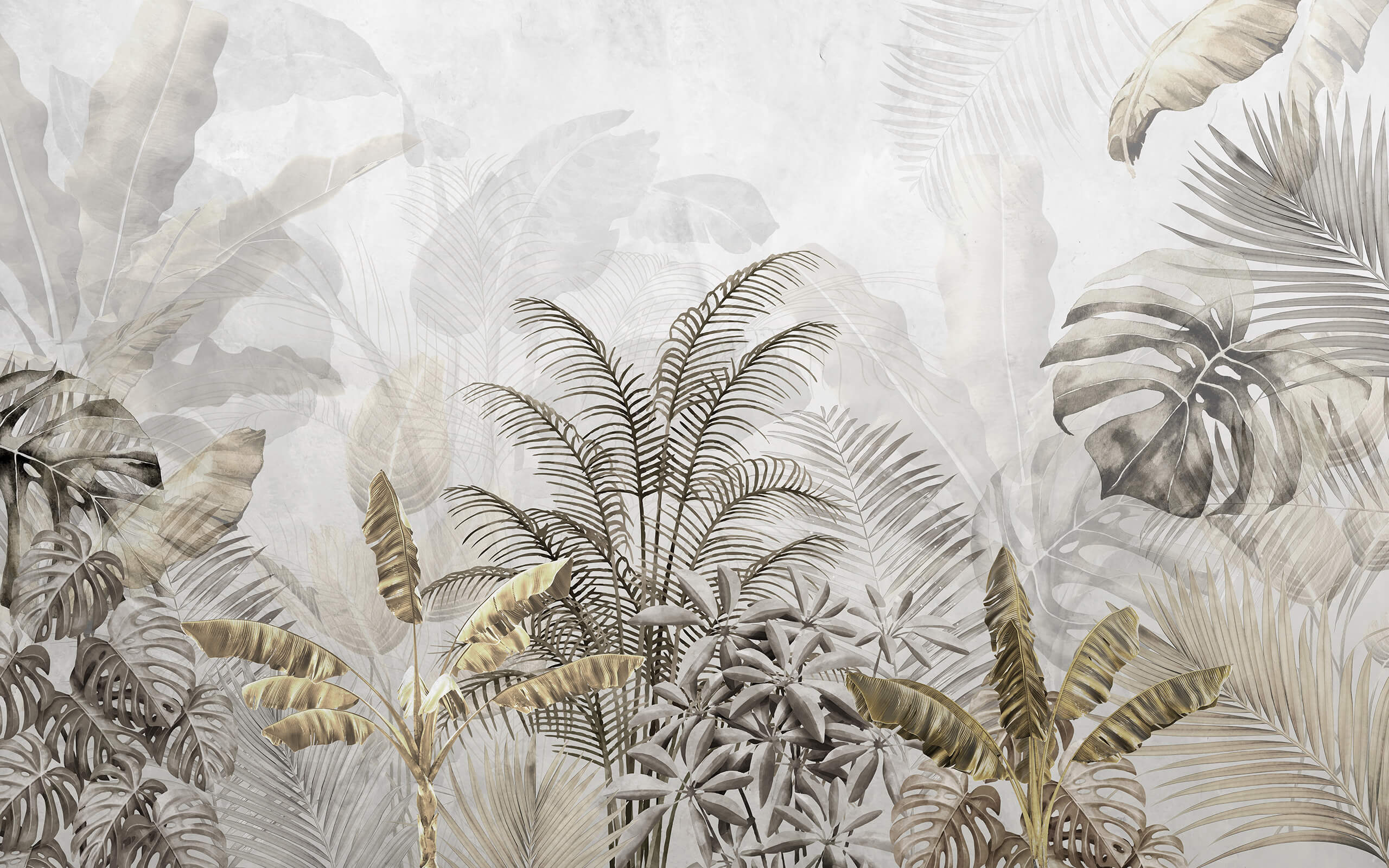 Tropical Elegant Large Leaf Wallpaper