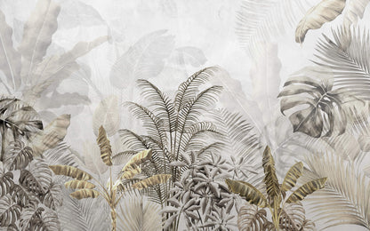 Tropical Elegant Large Leaf Wallpaper