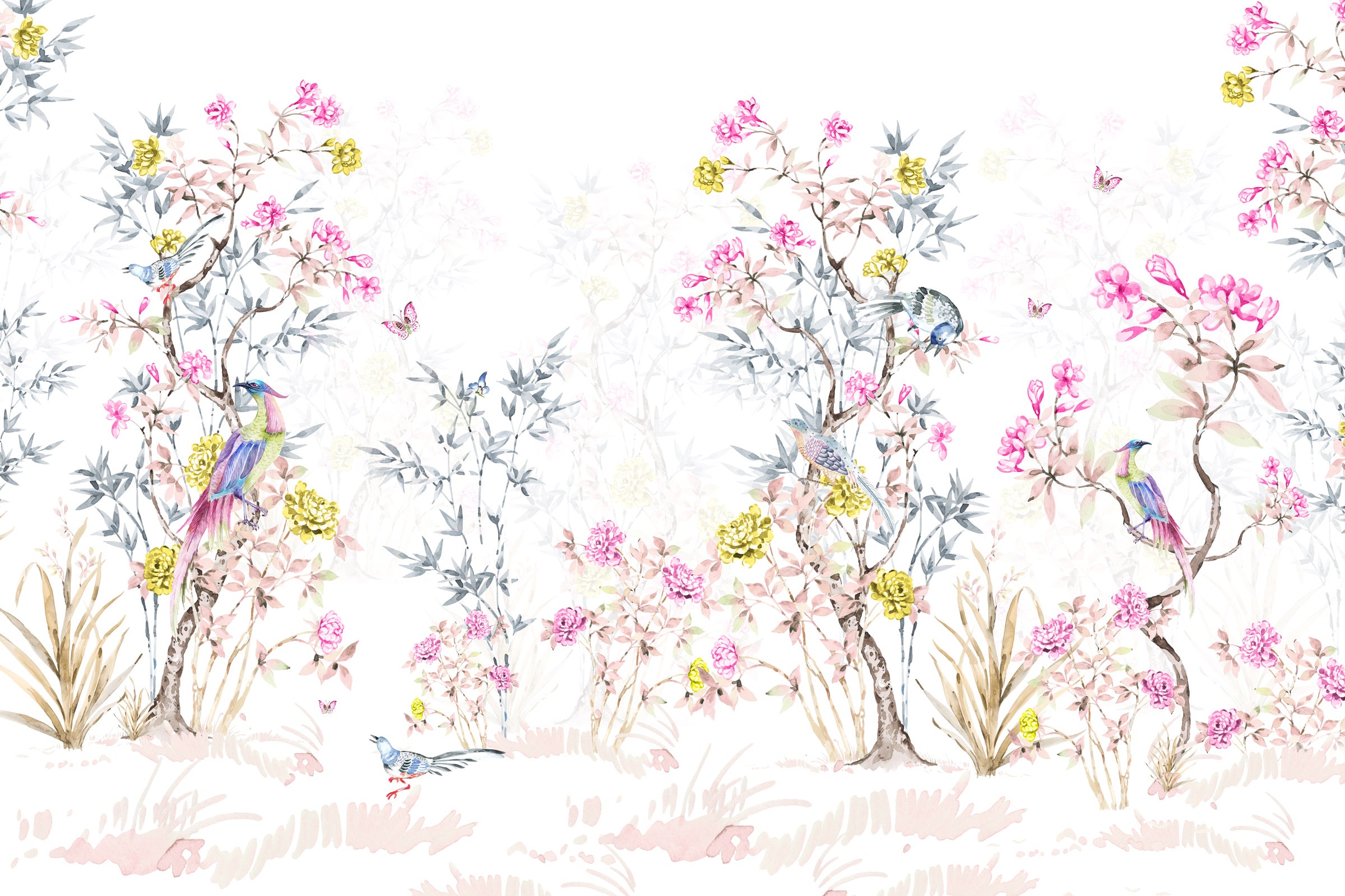 Colorful Chinoiserie Mural Wallpaper
