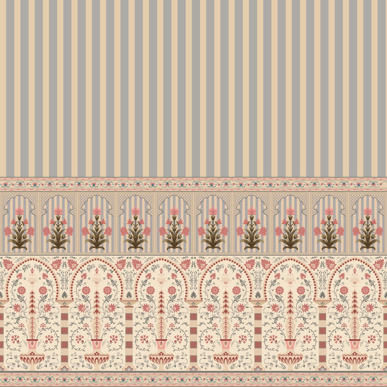 Mughal Stripes Elegance Vintage Wallpaper