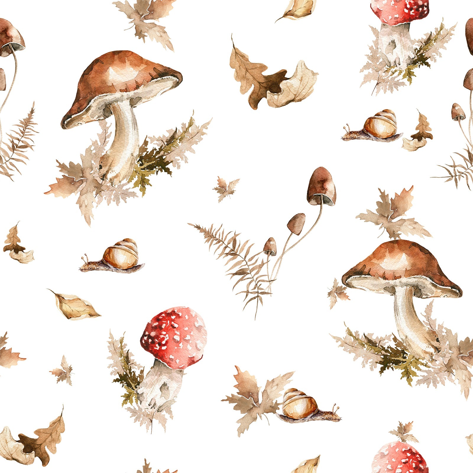 Watercolor Painted Mushroom Wallpaper