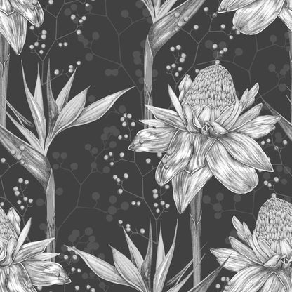 Tropical Exotic Floral Wallpaper