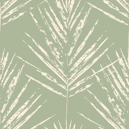 Scandinavian Tropical Leaf Soft  Minimal Pattern Wallpaper