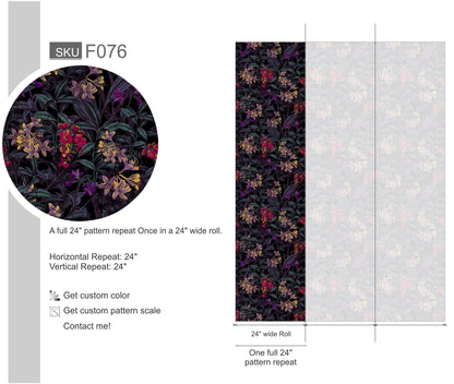 Dark Foliage flowers Pattern Wallpaper