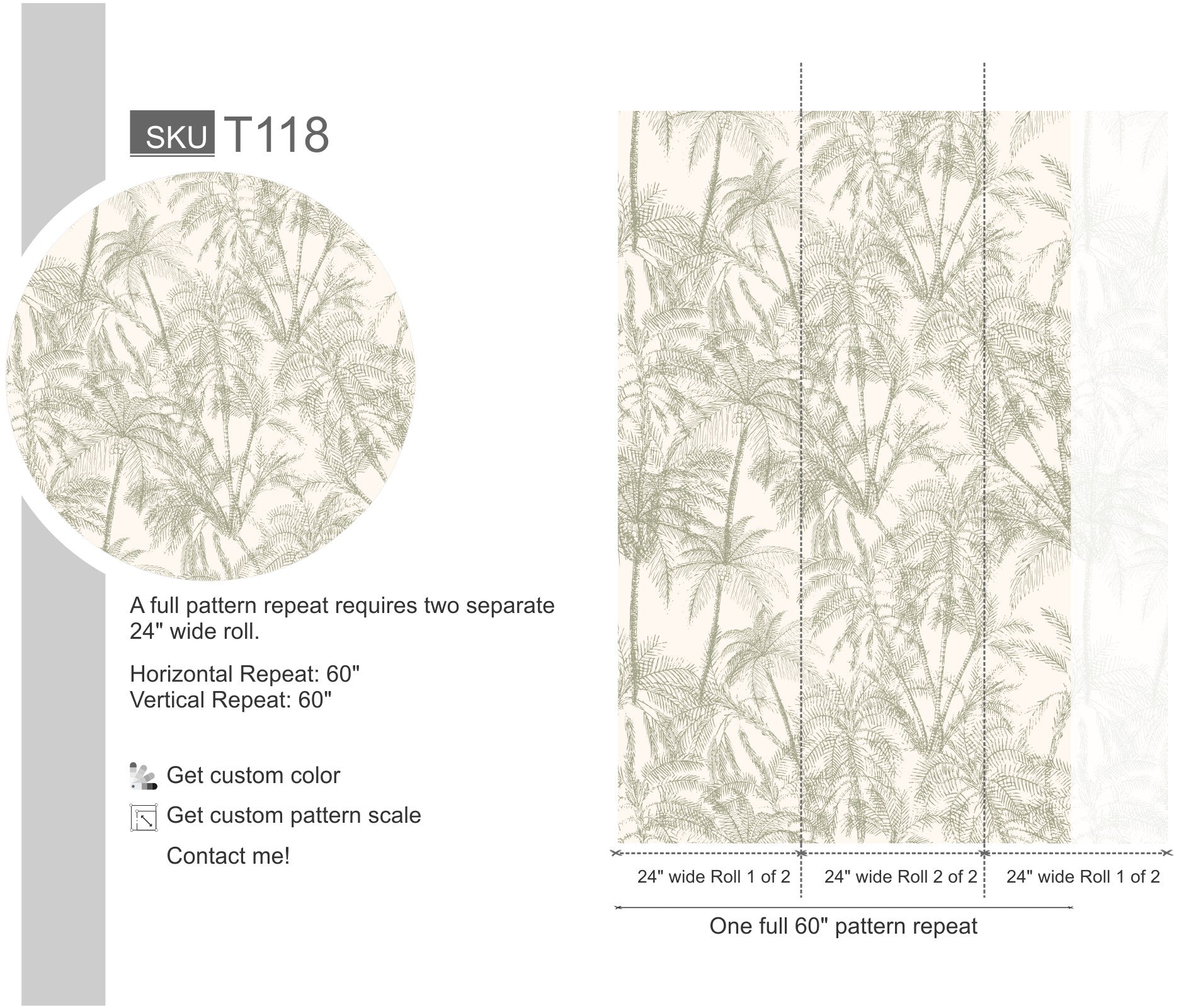 Tropical Subtle Green Palms Wallpaper