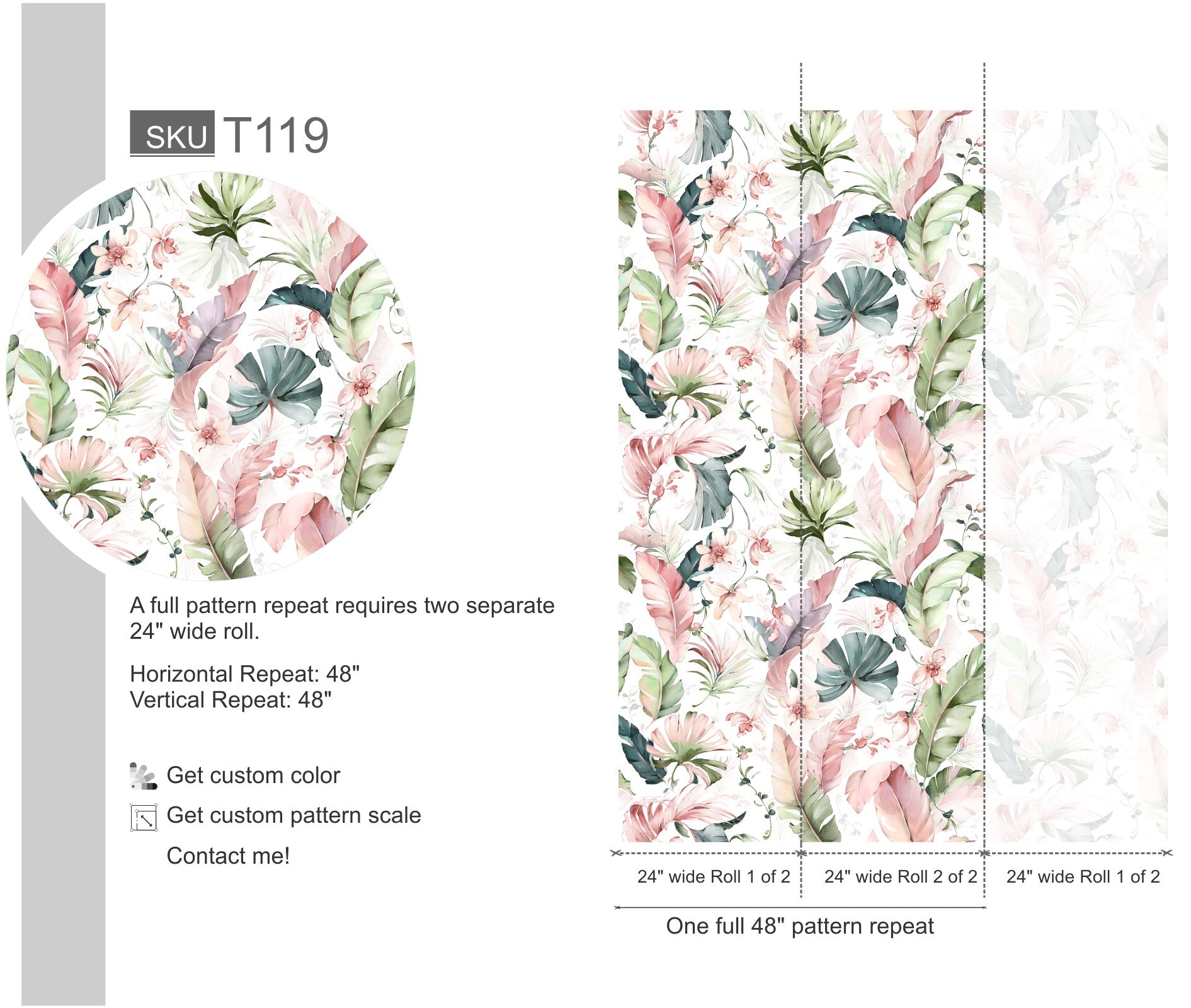 Watercolor Banana Leaves With Flower Wallpaper