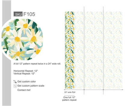 Daisy Watercolor Flower Pattern