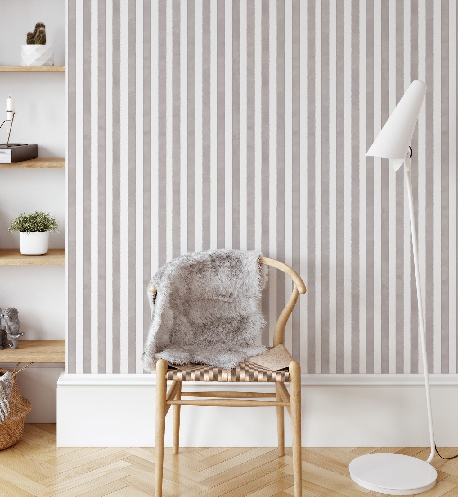 Peel and stick striped abstract line wallpaper for entryway and kitchen