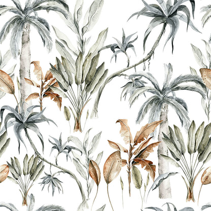 Peel and stick tropical leaf wallpaper for kitchen and entryway decor