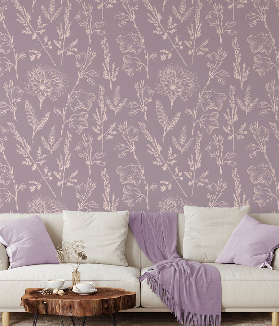 Elegant purple wallpaper design for sophisticated interiors
