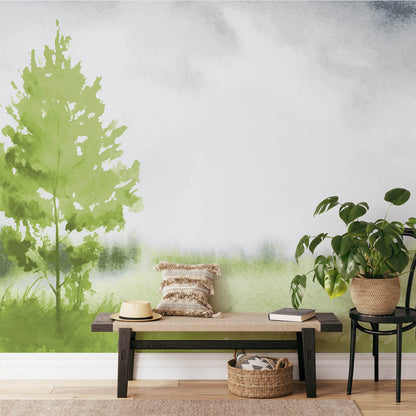 Large Tree Watercolor Landscape