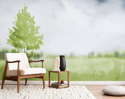 Large Tree Watercolor Landscape