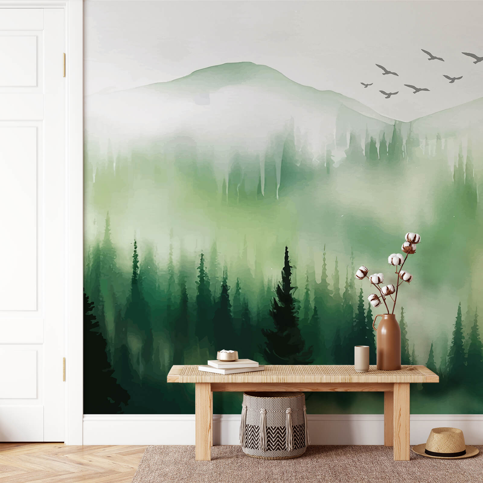 Retro Vintage Forest Wallpaper