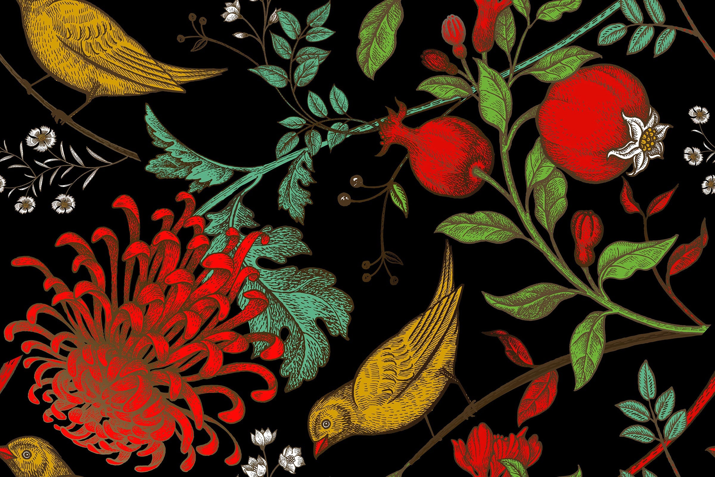 Chrysanthemum Pomegranates Wallpaper