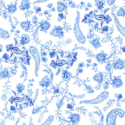 Blue & White Floral Wallpaper