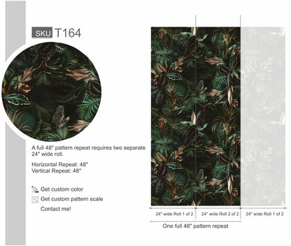 Moody Tropical Palm & Exotic Leaves Wallpaper
