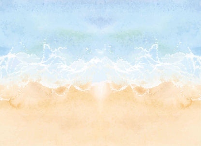 Vinyl watercolor beach scene wallpaper for bedroom accent wall