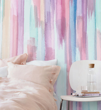 Watercolor abstract peel and stick wallpaper for entryway and bathroom