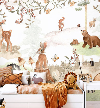 White woodland forest wallpaper for wall